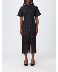 Pinko - Poplin Chemisier Dress With Fringes - Lyst