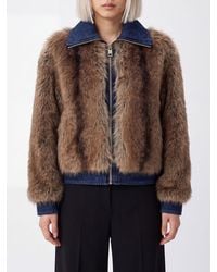Liu Jo - Cropped Faux Fur Bomber Jacket With Classic Collar - Lyst