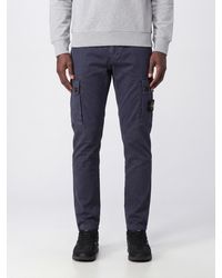 Stone Island - Stretch Organic Cotton Cargo Trousers With Compass Logo - Lyst