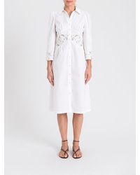 Twinset - Cotton Chemisier Dress With Macramé Inserts - Lyst