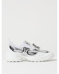 Roger Vivier - Leather And Mesh Sneakers With Jewel Buckle - Lyst