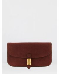 Pinko - Saddle Flat Medium Suede Shoulder Bag - Lyst
