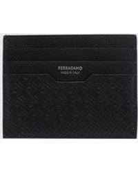 Ferragamo - Embossed Calf Leather Card Holder With Lettering Logo - Lyst