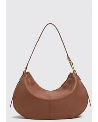 Twinset - Smooth Hobo Bag With Zip Closure And Embossed Logo - Lyst