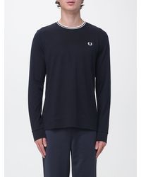 Fred Perry - Long-Sleeved Cotton Jersey T-Shirt With Embroidered Logo - Lyst