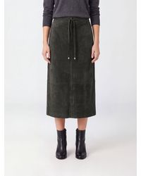 Max Mara - Suede Pencil Midi Skirt With Drawstring Waist - Lyst