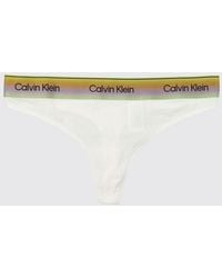 Calvin Klein - Stretch Cotton And Modal Thong With Jacquard Logo Waistband - Lyst