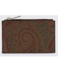 Etro - Coated Cotton And Leather Credit Card Holder With Paisley Print - Lyst