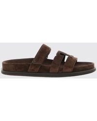 Tory Burch - Ines Sport Suede Leather Slides With Cut-Out Logo - Lyst