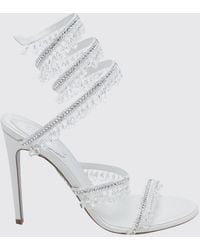 Rene Caovilla - Chandelier Satin Sandals With Crystals And Snake Strap - Lyst