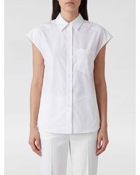Semicouture - Sleeveless Slim Fit Cotton Shirt With French Collar - Lyst