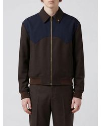 Versace - Bicolor Wool Blend Bomber Jacket - Lyst