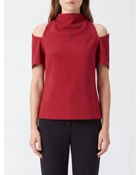 FEDERICA TOSI - Short-Sleeved Cady Blouse With High Neck And Cut-Out Shoulders - Lyst