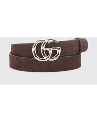 Gucci - Gg Marmont Schmaler Wildledergürtel Mit Gg-Schnalle - Lyst