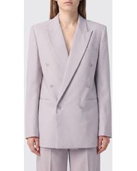 Frankie Shop - Cropped Double-Breasted Wool-Blend Blazer With Peak Lapels - Lyst