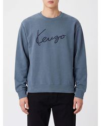 KENZO - Cotton Crewneck Jumper With Contrast Logo And Dropped Shoulders - Lyst