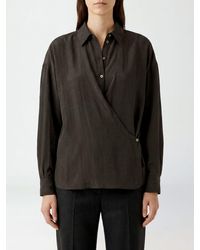 Lemaire - Relaxed Fit Silk Blend Shirt With Asymmetric Closure - Lyst
