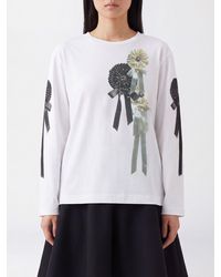 Simone Rocha - Long-Sleeved Cotton T-Shirt With Graphic Print And Crew Neck - Lyst