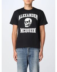 Alexander McQueen - T-shirt in cotone con stampa a contrasto - Lyst