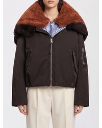 Loewe - Patchwork Shearling And Technical Fabric Cropped Bomber Jacket With Sailor Collar - Lyst