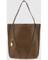 Chloé - Chlo&Eacute Spin Grained Calfskin Tote Bag With Logo Charm - Lyst