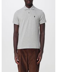 Ami Paris - Cotton Short-Sleeved Polo Shirt With Embroidered Logo - Lyst
