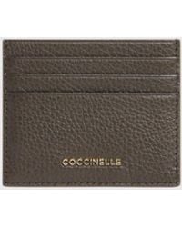 Coccinelle - Flat Grained Leather Metallic Soft Card Holder With Metal Logo - Lyst