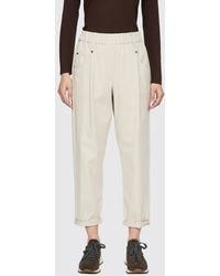 Brunello Cucinelli - Cropped Wide-Leg Cotton Trousers - Lyst