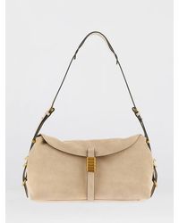 Pinko - Medium Suede Saddle Bag Baguette Shoulder Bag - Lyst