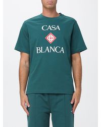 CASABLANCA - Organic Cotton Crew Neck T-Shirt With Logo Print - Lyst