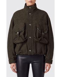 The Attico - Wool Blend High Neck Bomber Jacket With Patch Pockets - Lyst