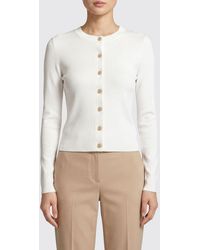 Michael Kors - Merino Wool-Blend Crewneck Cardigan With Button Closure - Lyst