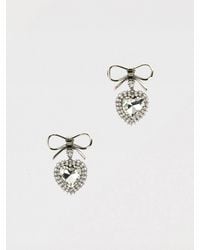 Alessandra Rich - Bow Heart Crystal Earrings - Lyst
