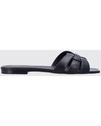 Saint Laurent - Tribute Leather Mules With A Square Toe And Low Heel - Lyst