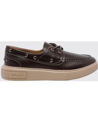 Bally - Smooth Calfskin Boat Shoes With Embossed Logo - Lyst