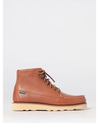 Sebago - Askook Grained Leather Boat Shoes With Raised Apron Toe - Lyst