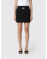 Dolce & Gabbana - Dolce &Amp Gabbana Viscose Mini Skirt With Logo Plaque - Lyst