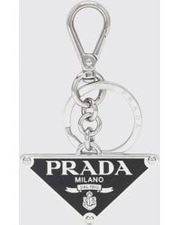 Prada - Metal Keychain With Triangle Logo - Lyst
