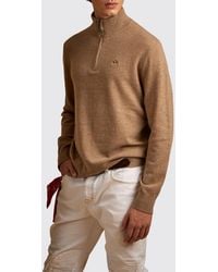 La Martina - Wool Blend High Neck Jumper With Half-Zip And Embroidered Logo - Lyst