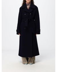 Paul Smith - Long Double-Breasted Wool Blend Coat With Belt - Lyst