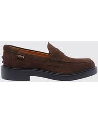 Tod's - Suede Calf Leather Loafers With Rubber Pebbles On The Heel - Lyst
