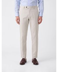 Brunello Cucinelli - Slim Fit Cotton Tailored Trousers With Off-Center Closure - Lyst