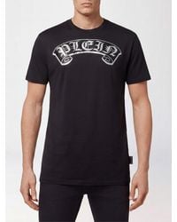 Philipp Plein - Cotton T-Shirt With Embroidered Logo And Rhinestone Application - Lyst