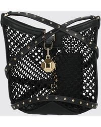 Lanvin - Mesh Cotton And Leather Bag With Studs - Lyst