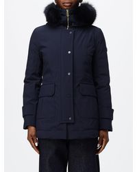 Peuterey - Knee-Length Polyester Parka With Shearling Hood And Applied Logo - Lyst