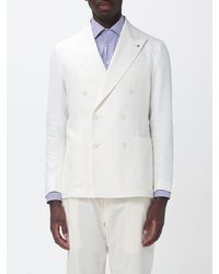 Tagliatore - Double-Breasted Linen And Cotton Blazer - Lyst