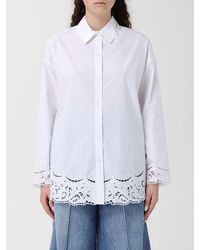 Twinset - Cotton Shirt With Macramé Hem - Lyst