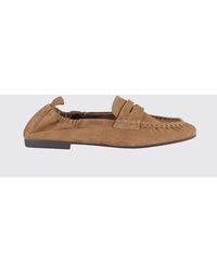 COPENHAGEN - Shirred Suede Loafers With Penny Bar - Lyst