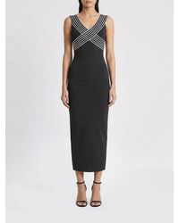 Elisabetta Franchi - Stretch Viscose Midi Dress - Lyst