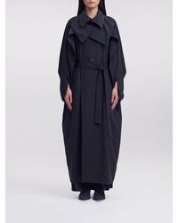 Issey Miyake - Oversized Long Asymmetrical Trench Coat With Belt - Lyst